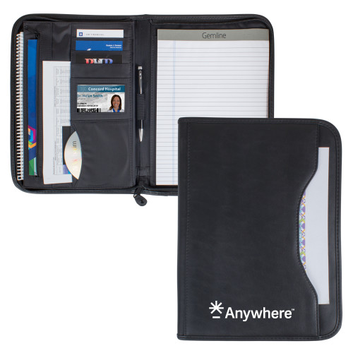  Wall Street Black Zippered Padfolio - Anywhere