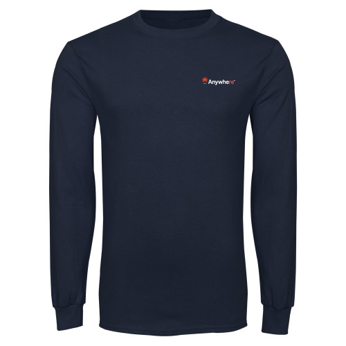  Navy Long Sleeve T Shirt - Anywhere