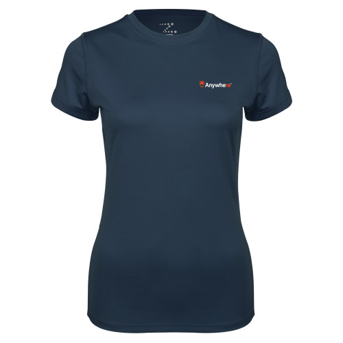  Womens Navy Performance Tee - Anywhere