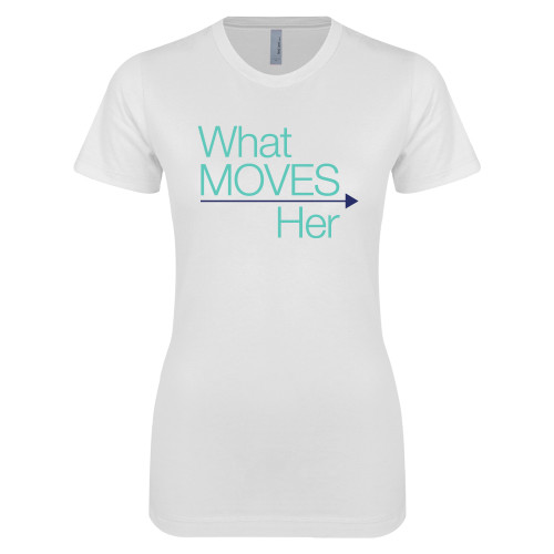  Next Level Womens White Boyfriend Tee - What Moves Her