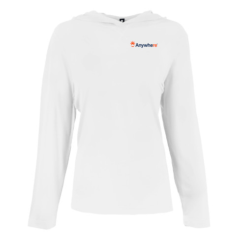  Womens White Long Sleeve Hooded Tee - Anywhere