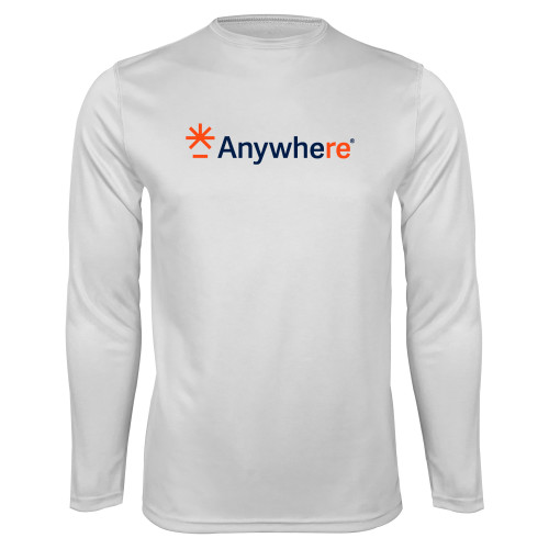  White Performance Long Sleeve Shirt - Anywhere