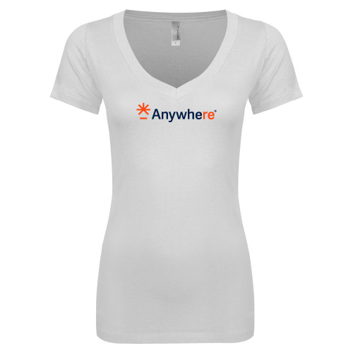  Next Level Womens White Ideal V Tee - Anywhere