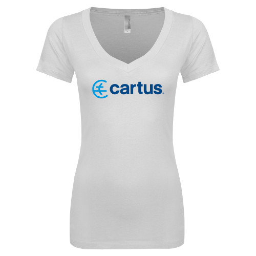  Next Level Womens White Ideal V Tee - Cartus Horizontal
