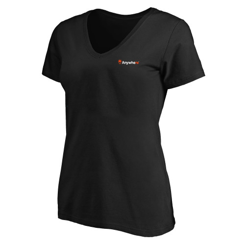  Womens Plus Black V Neck T Shirt - Anywhere