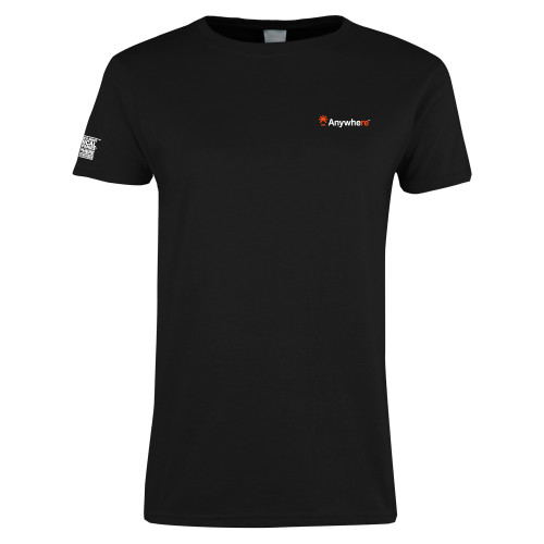  Womens Black Short Sleeve Tee - Anywhere