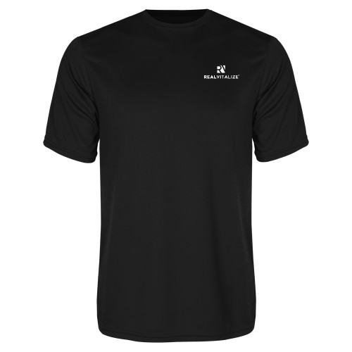  Black Performance Tee - RealVitalize Primary Mark