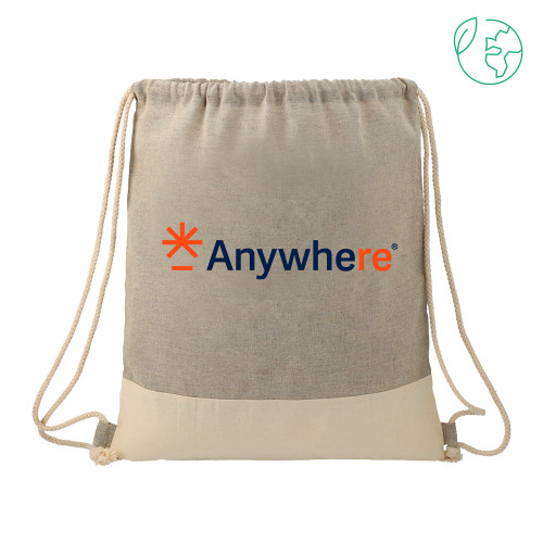  Split Recycled Cotton Grey/Natural Drawstring Bag - Anywhere
