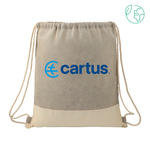  Split Recycled Cotton Grey/Natural Drawstring Bag - Cartus Horizontal