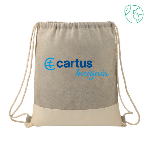  Split Recycled Cotton Grey/Natural Drawstring Bag - Cartus Insignia