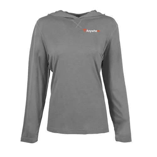  Womens Grey Heather Long Sleeve Hooded Tee - Anywhere