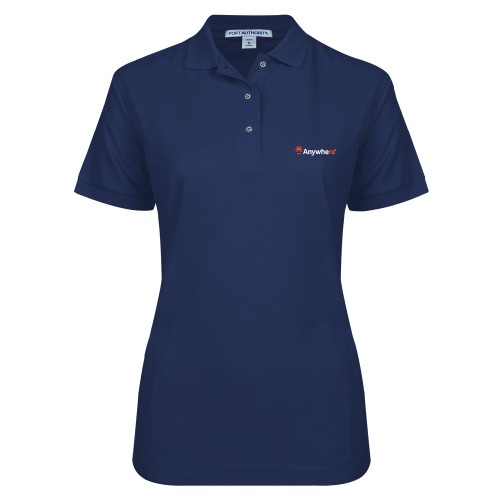  Womens Silk Touch Navy Pique Polo - Anywhere