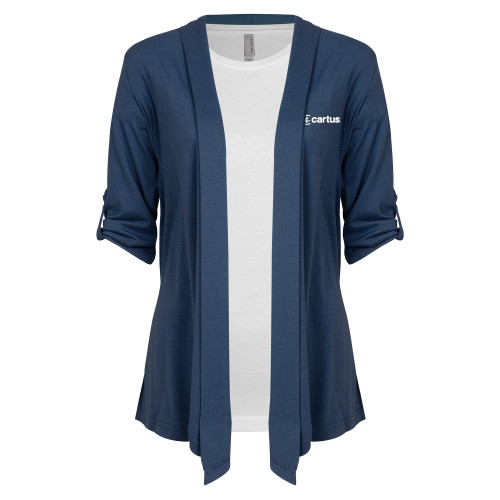  Womens Navy Drape Front Cardigan Sweater  - Cartus Horizontal