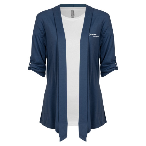  Womens Navy Drape Front Cardigan Sweater  - Cartus Insignia