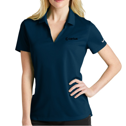  Nike Womens Navy Dri Fit Micro Pique Polo - Cartus Horizontal - TONE