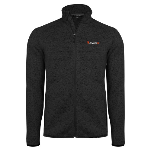  Black Heather  Sweater Fleece Jacket - Anywhere