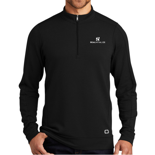  OGIO Black Luuma 1/2 Zip Fleece - RealVitalize Primary Mark EMB