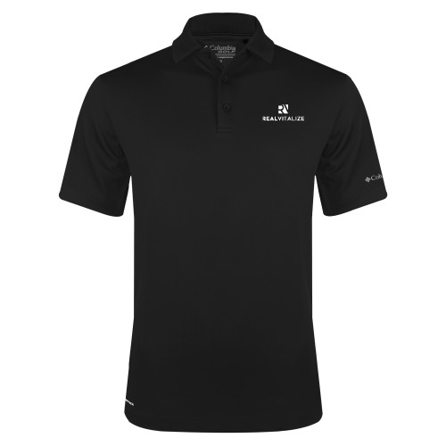  Columbia Black Omni Wick Drive Polo - RealVitalize Primary Mark EMB