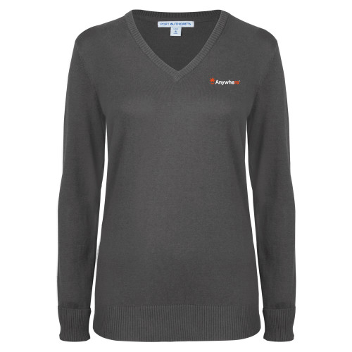  Womens Charcoal Heather VNeck Sweater - Anywhere