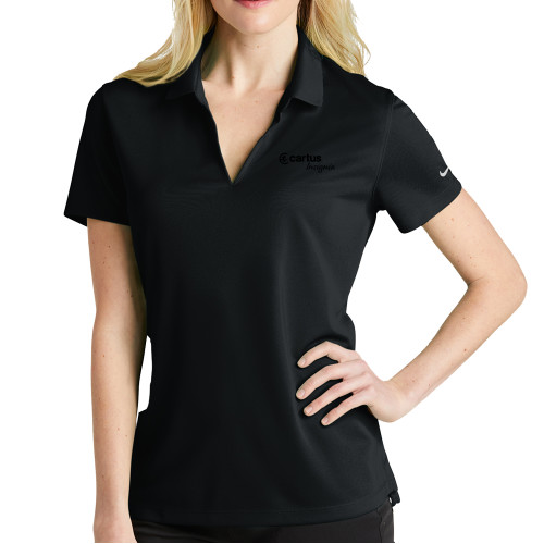 Nike Womens Black Dri Fit Micro Pique Polo - Cartus Insignia - TONE