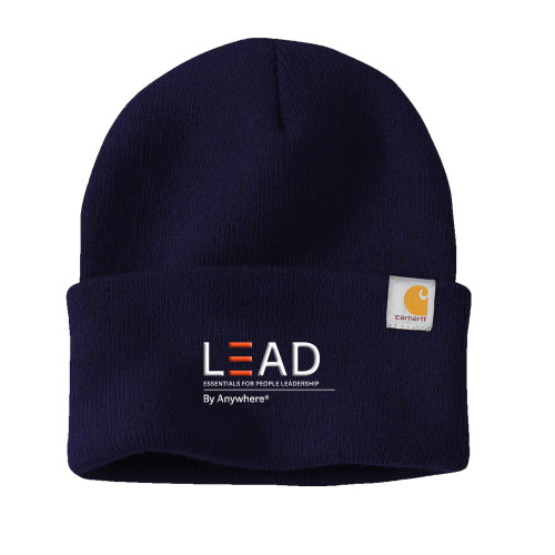  Carhartt Navy Knit Beanie w/Cuff - Lead by Anywhere w Tagline