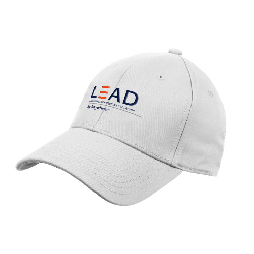  White Structured Adjustable Pro Style Hat - Lead by Anywhere w Tagline
