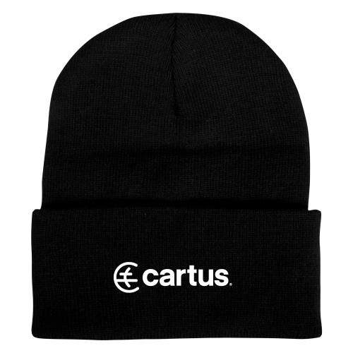  Black Knit Beanie w/Cuff - Cartus Horizontal