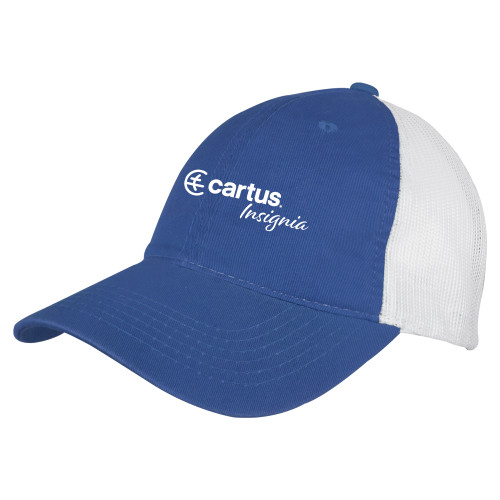  Royal/White Mesh Back Unstructured Low Profile Hat - Cartus Insignia