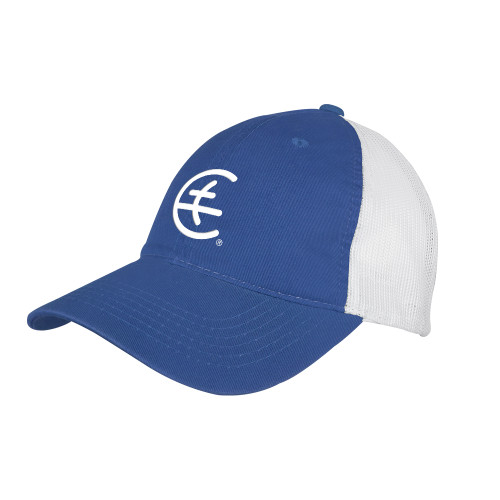  Royal/White Mesh Back Unstructured Low Profile Hat - Cartus Globe