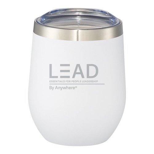  Corzo Vacuum Insulated White Cup 12oz - Lead by Anywhere w Tagline Engraved