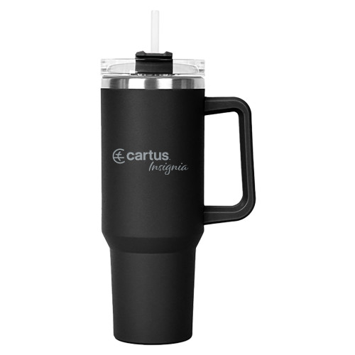  Hippo Black Mug & Straw Lid with Twist Closure 40 oz - Cartus Insignia Engraved