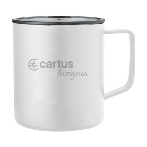  Rover Camp Vacuum Insulated White Mug 14oz - Cartus Insignia Engraved