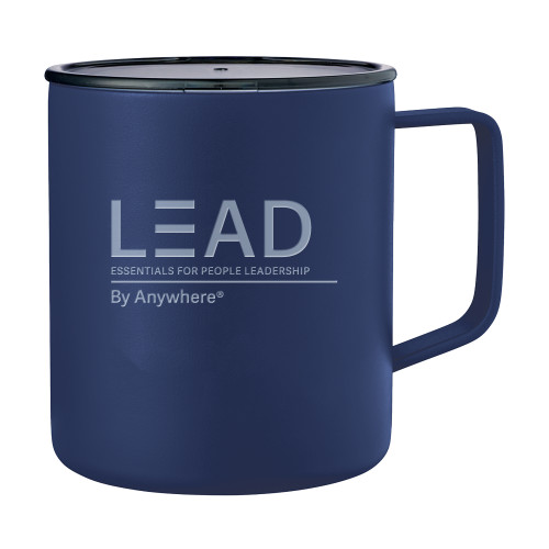  Rover Camp Vacuum Insulated Navy Mug 14oz - Lead by Anywhere w Tagline Engraved