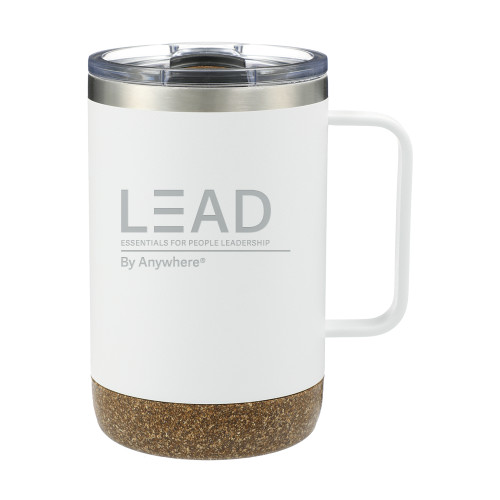  Valhalla Vacuum Insulated Camp White Mug 14oz - Lead by Anywhere w Tagline Engraved