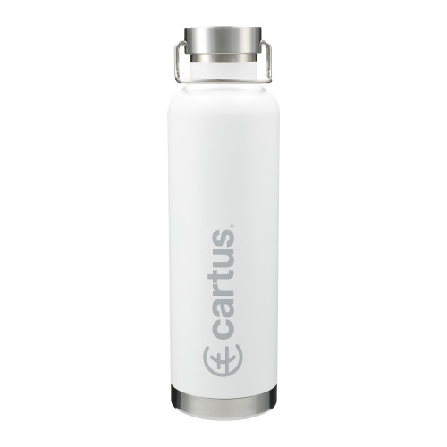  Thor Copper Vacuum Insulated White Bottle 32oz - Cartus Horizontal Engraved