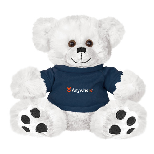  Plush Big Paw 8 1/2 inch White Bear w/Navy Shirt - Anywhere