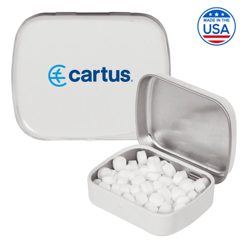  White Rectangular Peppermint Tin - Cartus Horizontal