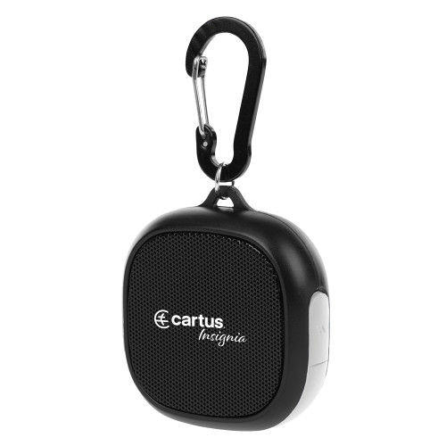  Black/White Waterproof Speaker w/ Carabiner - Cartus Insignia