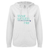 Thumbnail image for  ENZA Womens White V Notch Raw Edge Fleece Hoodie