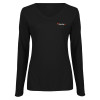 Thumbnail image for  Womens Black Long Sleeve V Neck Tee 