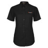 Thumbnail image for  Womens Black Twill Button Up Short Sleeve