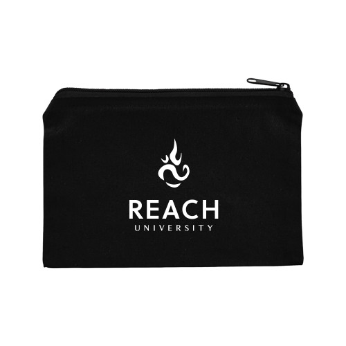  8oz. Black Cotton Travel Pouch - Reach University Stacked with Flame
