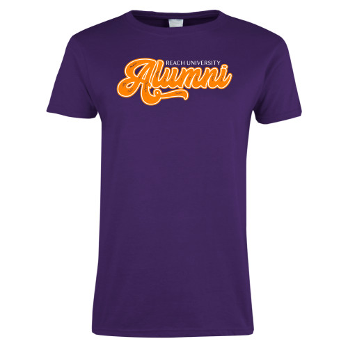  Womens Purple Short Sleeve Tee - Reach University Alumni Script