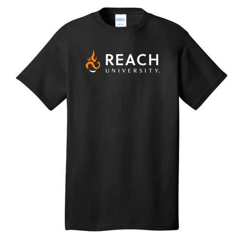  Extended Black T Shirt - Reach University Flat with Flame
