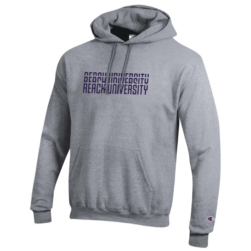  Champion Heather Grey Fleece Hoodie - Reach University Repeat Design