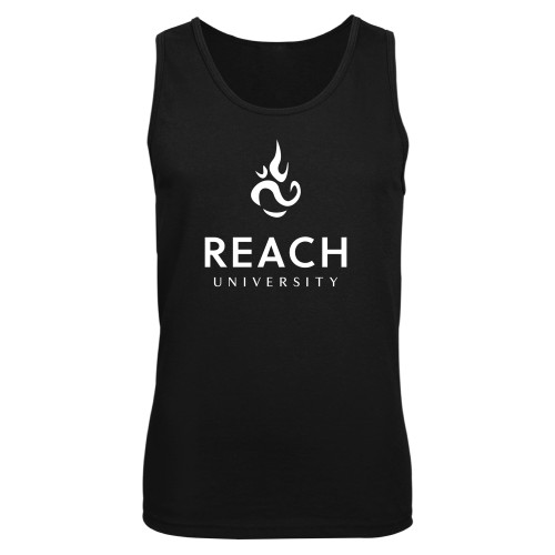  Black Tank Top - Reach University Stacked with Flame