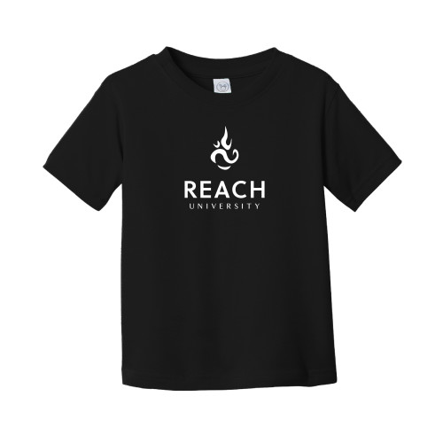  Toddler Black T Shirt - Reach University Stacked with Flame