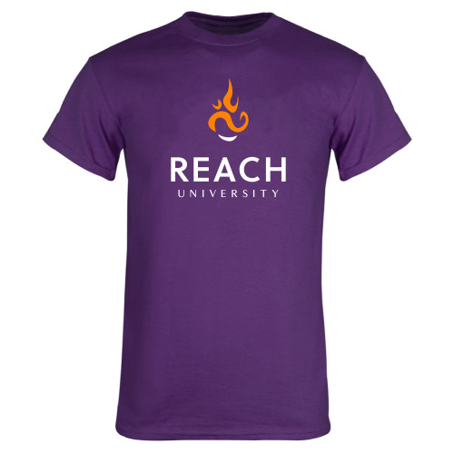  Purple T Shirt - Reach University Stacked with Flame