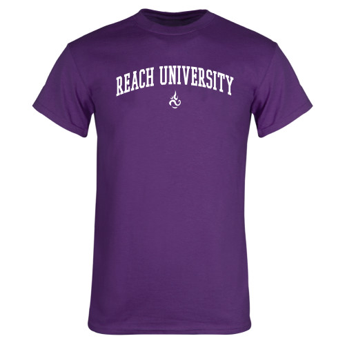  Purple T Shirt - Reach University Arched with Flame