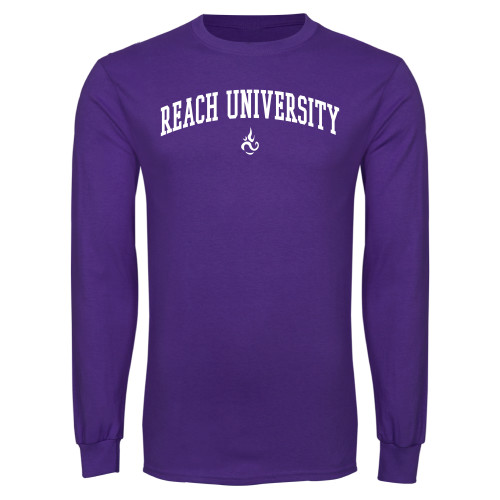 Purple Long Sleeve T Shirt - Reach University Arched with Flame